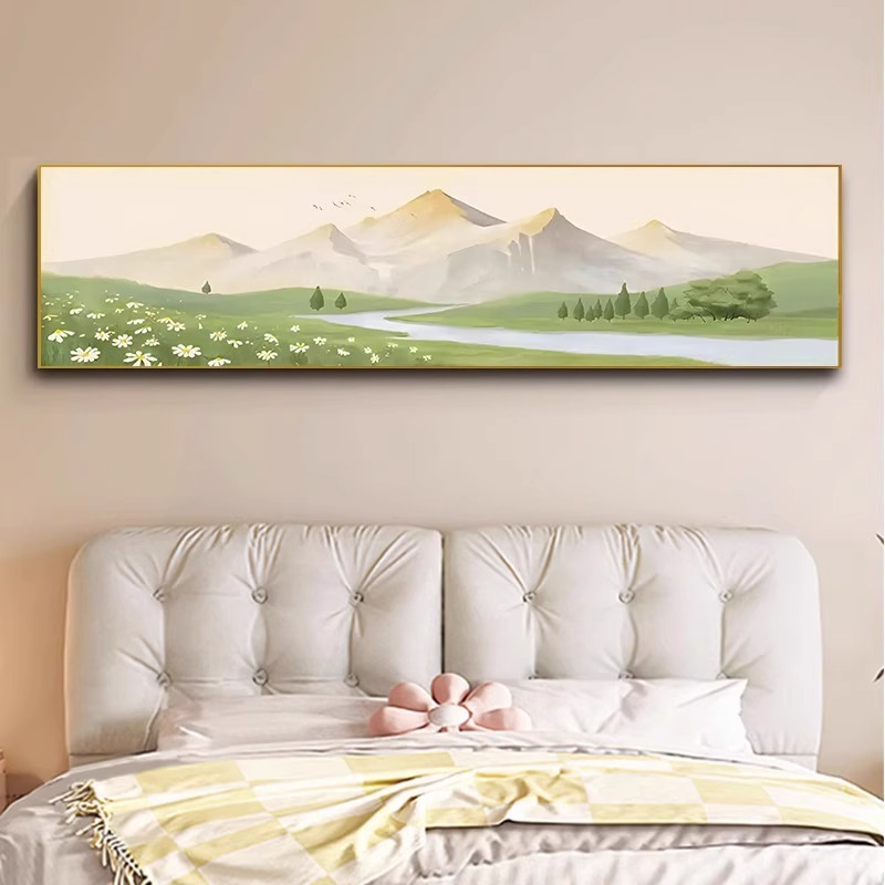 深圳大芬油画村奶油风床头画现代简约卧室房间挂画主卧背景墙壁画|undefined