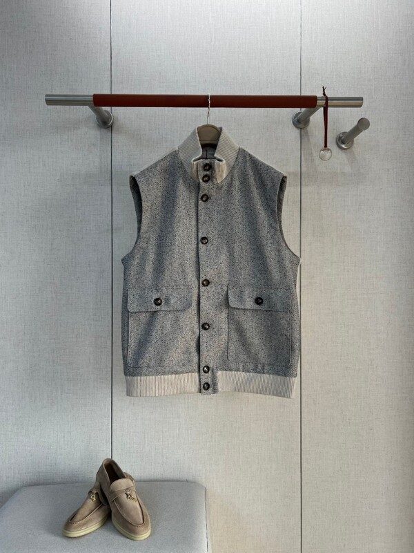 Lp Men's Old Money Style Floral Yarn Stand Collar Vest