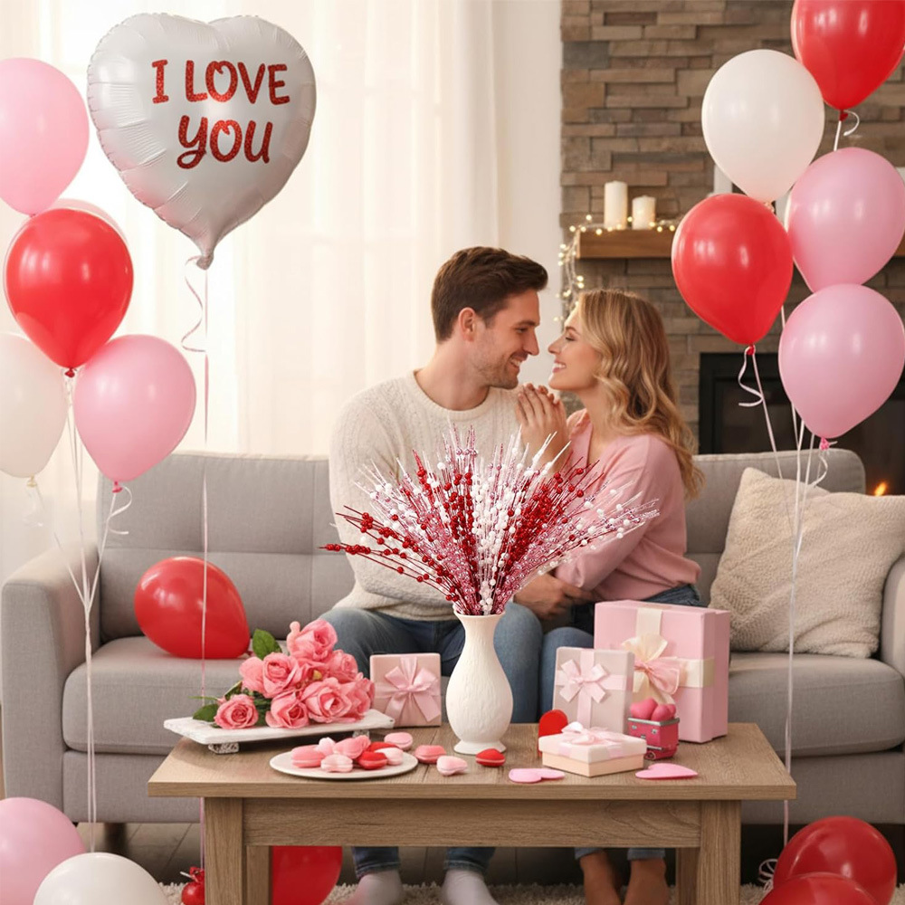 12 días de San Valentín simulación de bayas enchufe de festividad atmósfera decoración escenario de diseño de polvo de oro de amor transfronterizo