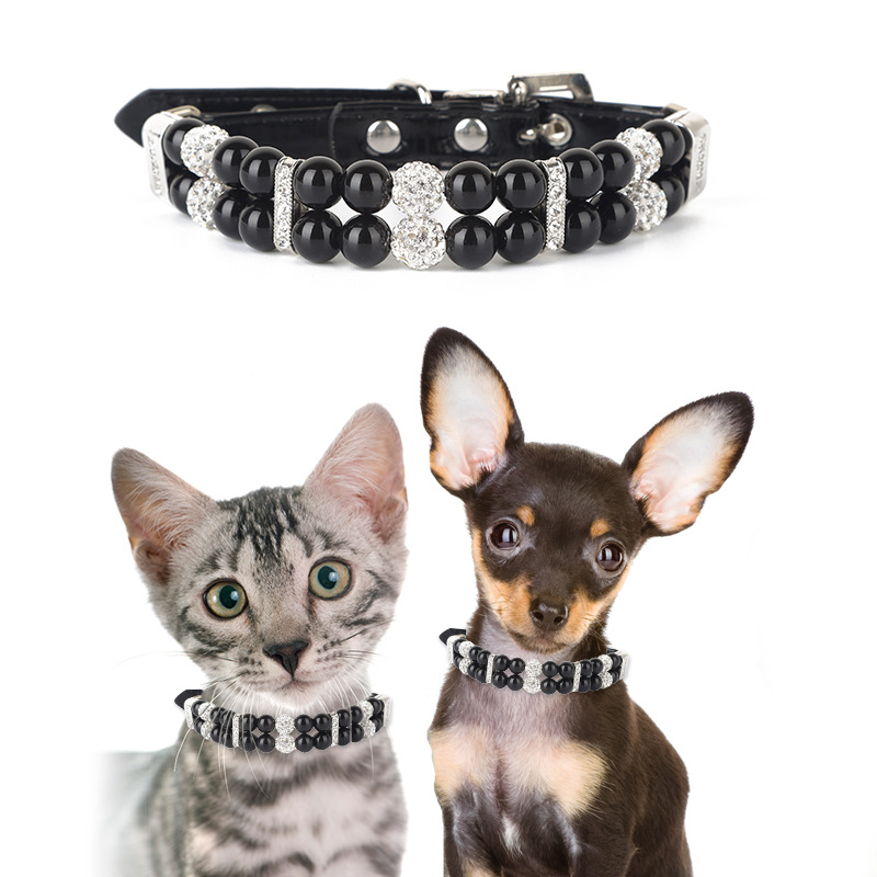 Zhous pet pérola colar tração corda colar gato cachorro colar jóias pequeno e médio porte coleira de cachorro_voghion.com