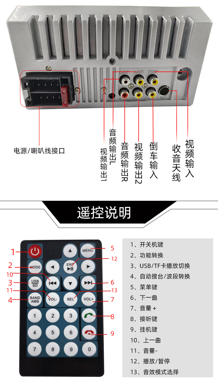 Dual-Spindle 7inch Car-Mounted Mp5 Display Screen Bluetooth Radio Multimedia Player Mobile Phone Interconnect De Yongwang Mp5