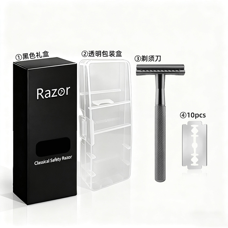 Copper Handle Vintage Razor Shaving Knife Universal Storage Box Style Reusable Unisex Double-Edged Safety Retro