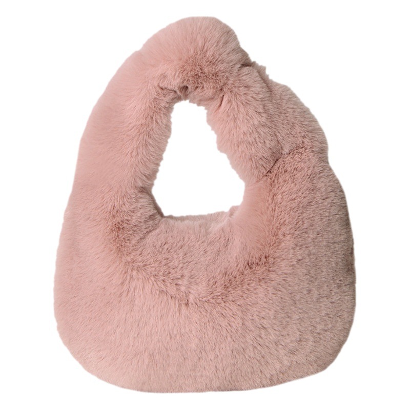 Simple Autumn and Winter Imitation Rex Rabbit Fur Armpit Dumpling Bag Women's Bag Fashion Handbag Crossbody Bag Plush Bag Dropshipping