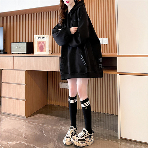 Spring and Autumn Loose Fit Long Sleeve Hooded Sweatshirt for Women Trendy