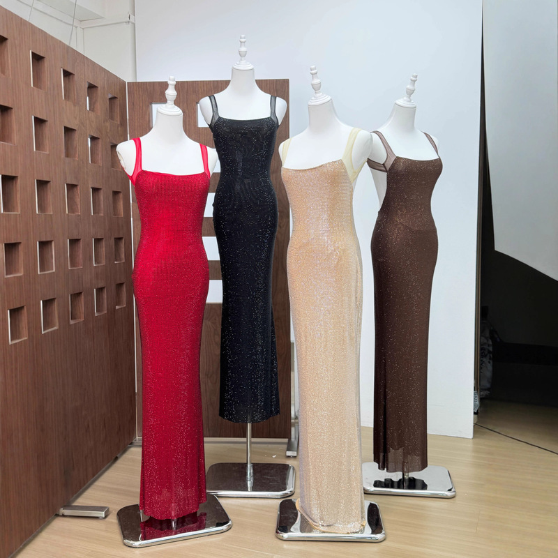 Light Luxury, High-End, Elegant, Full-Diamond, Backless, Slim-Fitting, Hip-Hugging Long Skirt, Party Banquet Dress