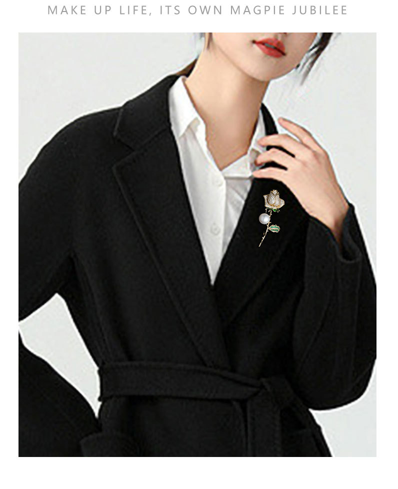 韩版优雅奢华玫瑰花胸针小众高级感花朵别针新款节日礼