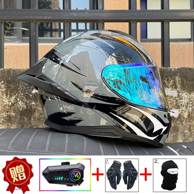 National Standard 3C Certification | Motosiklet kaskı (dəbilqə) - dark-elf-phantom-blue-night-vision-y10-soft-microphone-includes-clear-lens-s