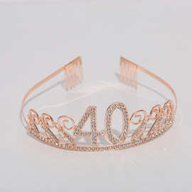 新款周岁生日蛋糕皇冠 数字发箍 生日派对宴会水钻发饰发箍