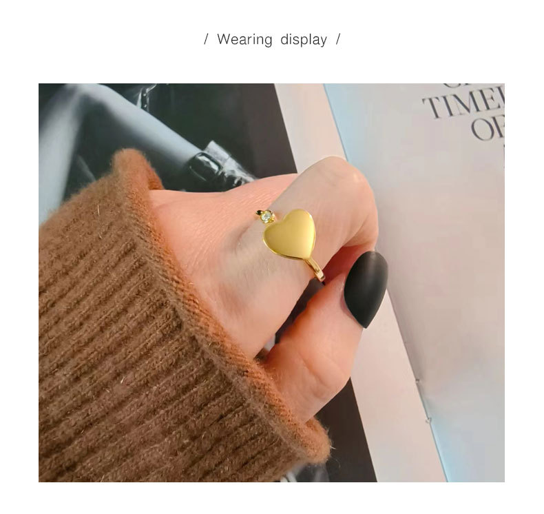 3g Weight 18K Gold Plated Plating Material Zircon Inlay Material Anxiety Ring, Open Rings Classification Adjustable Ring Size 1 Piece Quantity 18K Gold Plated 925 Sterling Silver Zircon Heart Shape Open Rings Anxiety Ring 925 Sterling Silver Rings