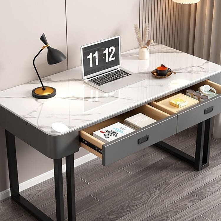 Slate Computer Desk, Light Luxury Bedroom Desk, Home Student Study Desk and Chair Set, Rectangular Office Desk