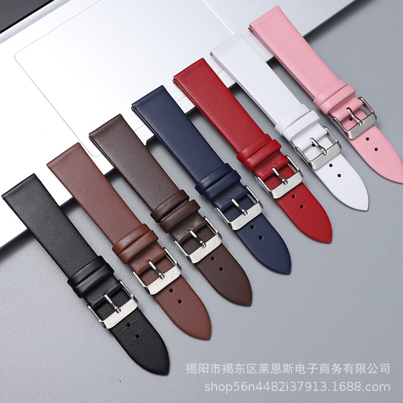 New Suitable for Samsung S1 Huawei GT3pro Flat Thin Soft Genuine Leather Top Layer Cowhide Watch with Apple 78