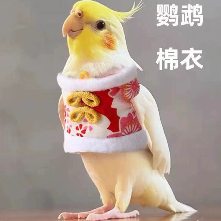 Одежда для попугаев одежда с хлопковой подкладкой теплая Летающая одежда Одежда в национальном стиле в старинном стиле Xuanfeng из тигровой кожи пион одежда с хлопковой подкладкой Одежда для птиц оптом