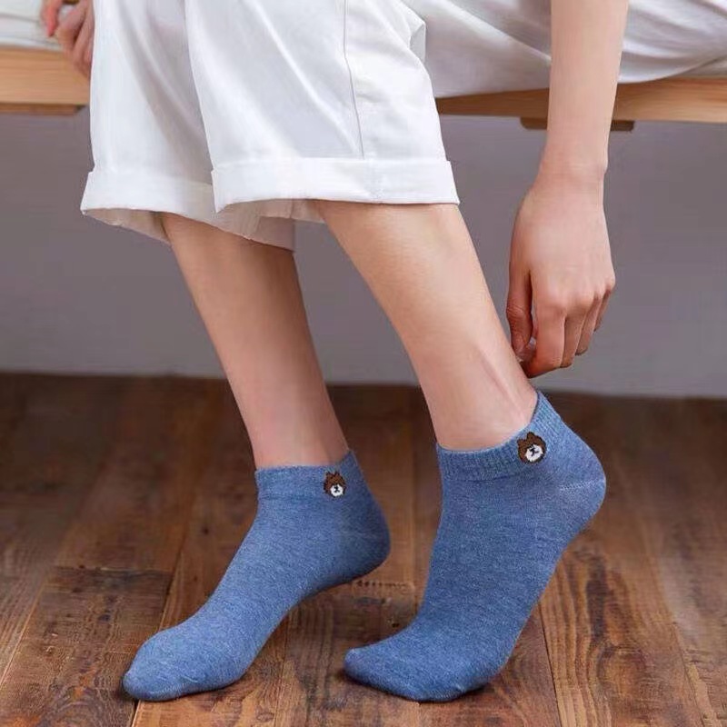 Calcetines de primavera y verano para mujeres calcetines de oso, calcetines de barco poco profundos, calcetines corto, calcetines al por mayor