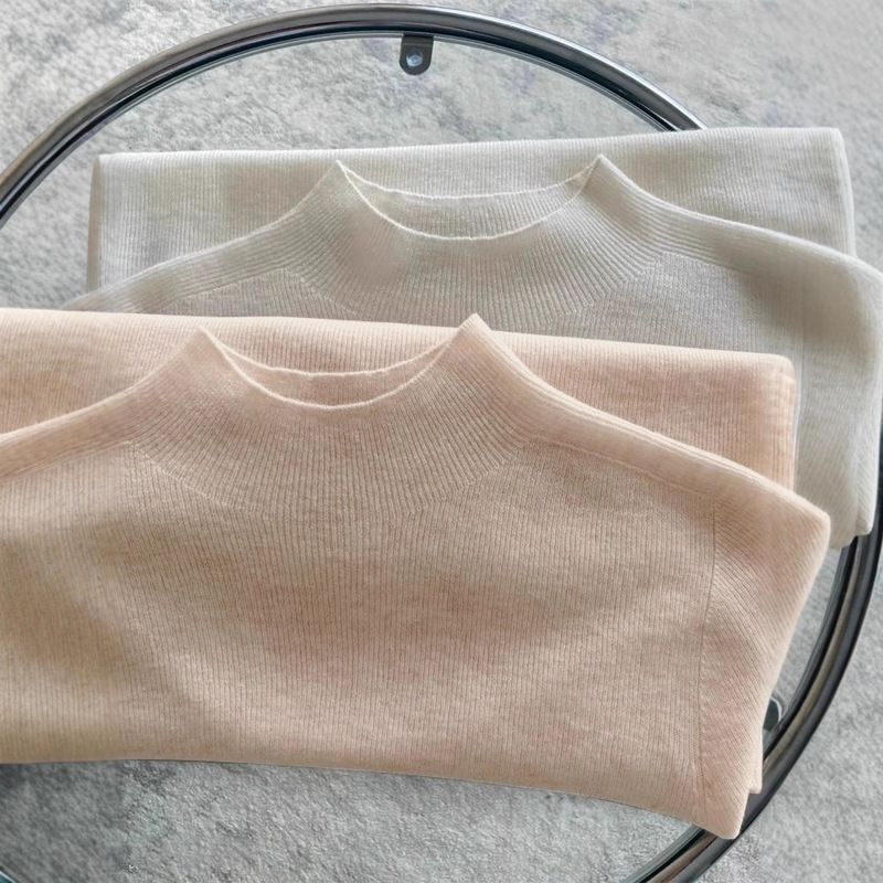 European-Style Gentle and Soft Knitted Sweater for Women, Half-High Collar, High-End Wool Base Shirt, Lazy Inner Layer, Mid-Neck Sweater European-Style Gentle and Soft Knitted Sweater for Women, Half-High Collar, High-End Wool Base Shirt, Lazy Inner Layer, Mid-Neck Sweater