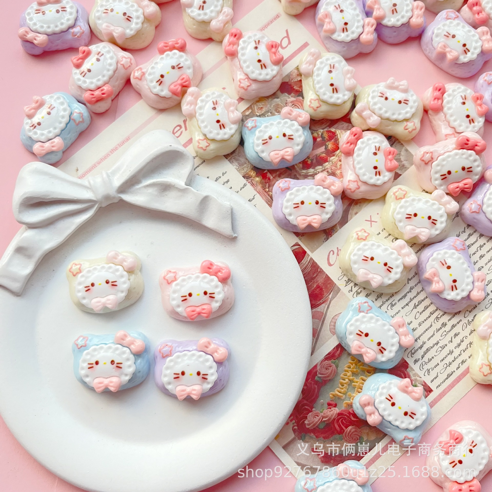 ミルクチョコクッキーkitty猫樹脂アクセサリーdiyクリームゴム携帯ケースヘアクリップ帽子手袋アクセサリー