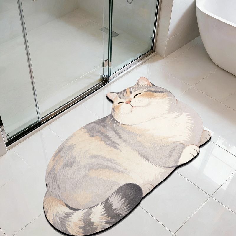 Hot-Selling Cute and Adorable Cat Diatomaceous Earth Floor Mat, Non-Slip, Dirt-Resistant, Easy to Maintain, Absorbent Floor Mat for Bathroom Entrance