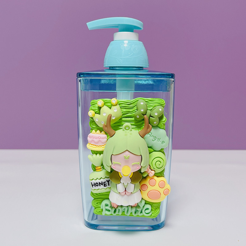 Tipo de prensa de dibujos animados creativa botella vacía de lujo ligero lindo de gran capacidad sub-botella gel de ducha desinfectante de manos champú de lavandería