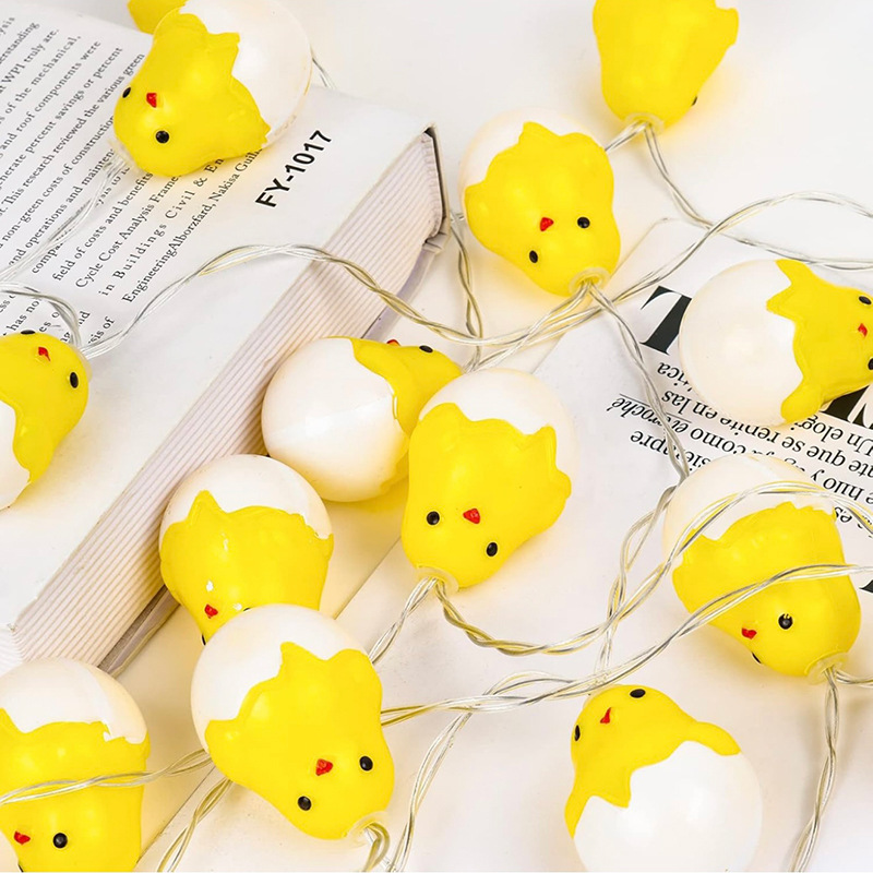 Decoración de Pascua huevo agrietado pollo creativo atmósfera festiva decoración amor huevo string lámpara decoración lámpara