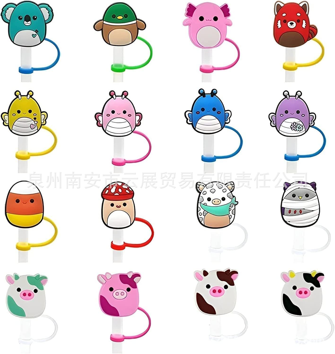 Animal Straw Tip Cap Reusable Silicone Straw Tip Drinking Straw Tip Cap For68mm Cut