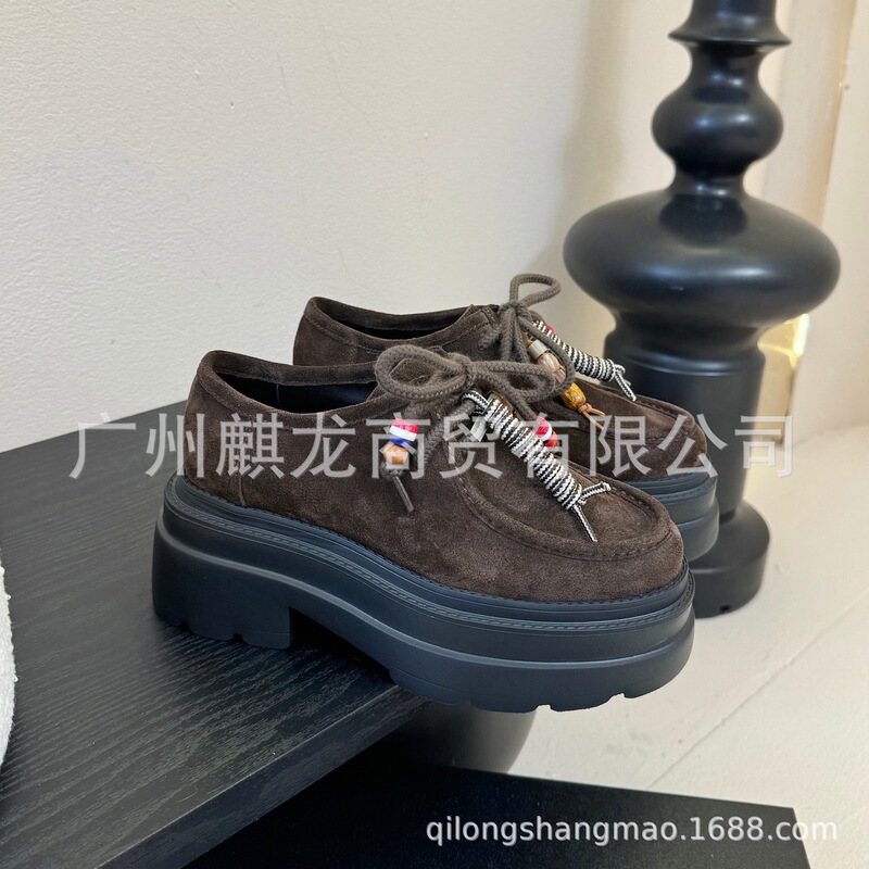 高版小众新款复古流苏搭扣乐福鞋女牛皮布洛克小皮鞋英伦风孟克鞋|undefined