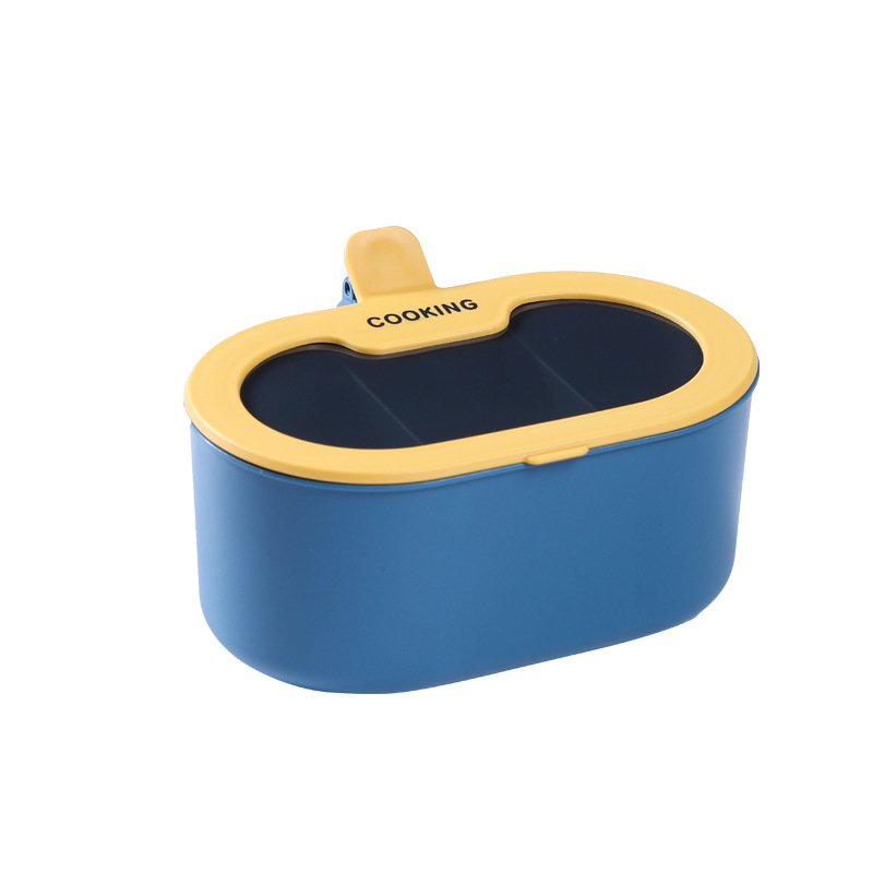 Caja de condimentos multi-rejilla combinación de almacenamiento traje de cocina del hogar suministros condimento JAR sal azúcar gourmet en polvo caja de almacenamiento de tres rejillas