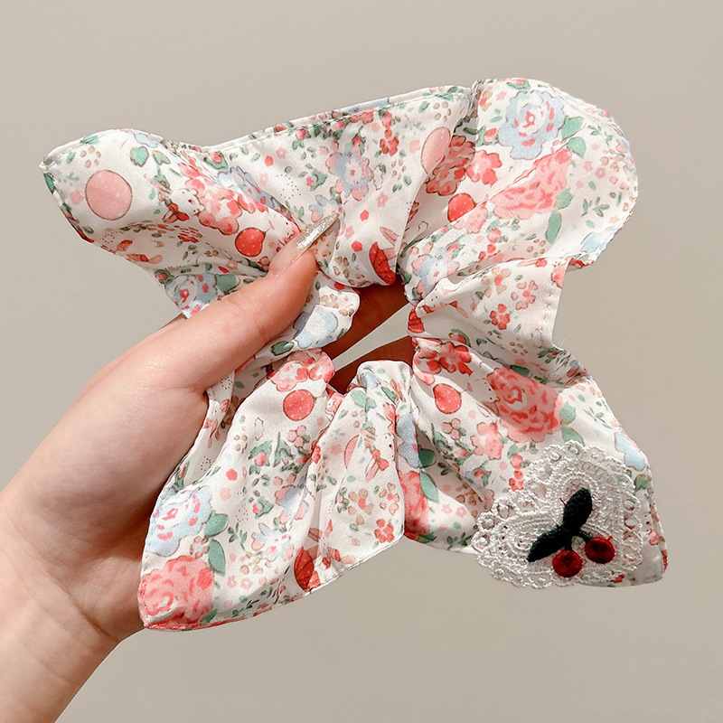 6#핑크 플로럴 체리 스퀘어 스카프 22*22cm