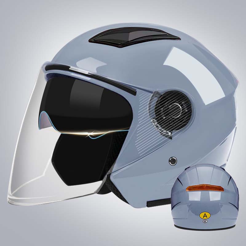 Helmet Motorcycle Men's — Universal Motosiklet kaskı (dəbilqə) - b4-double-lens-bright-gray-hd-long-lens-3c-certification