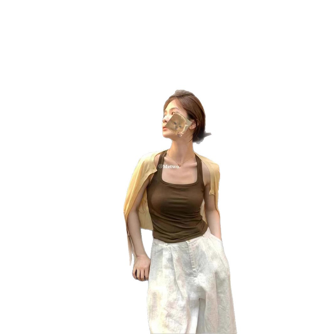 Metwo concave collar I-shaped vest with latex strap ultra-thin skin-friendly breathable running volume backless vest for women 8273