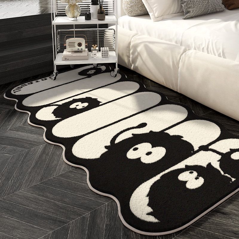 Cartoon Black Coal Ball Carpet Imitating Cashmere Skin-friendly Bedroom Bedside Rug Stain-resistant Living Room Long Strip Mat Tatami Mat