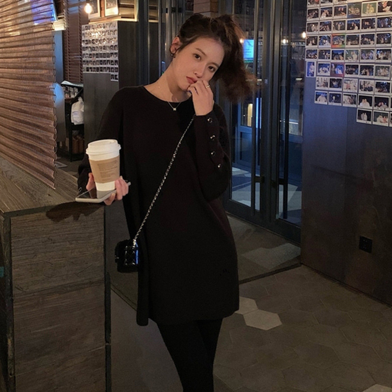 6862 Casual Mid-Length Sweater Dress with Coat, New 2025 Autumn and Winter Pullover Loose-Fitting Outerwear Dress