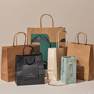 Thickened Hand-Held Kraft Paper Bags for Physical Stores, Clothing Shopping, Gift Packaging Bags, White Card, Black Card, Custom Kraft Paper Bags