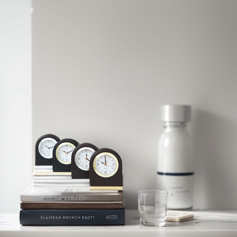 Leather Hotel Hotel Room Alarm Clock Leather Alarm Clock Bedside Luminous Mute Clock Multifunctional Desktop Alarm Clock