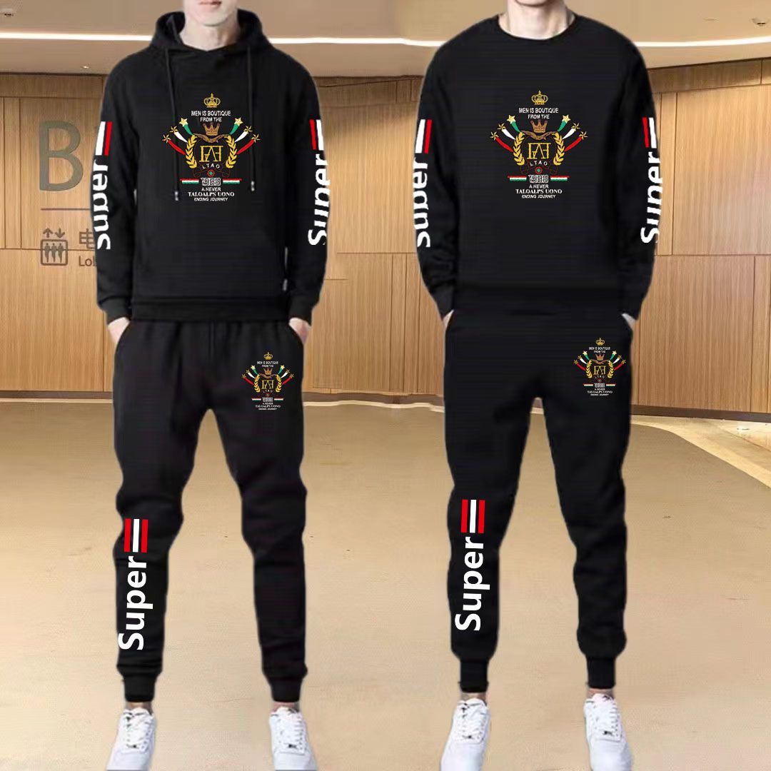 传奇保罗秋冬男士卫衣休闲运动套装韩版潮流运动服款连帽加绒加厚