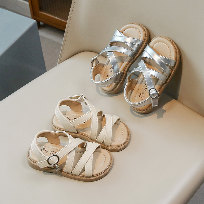 2025 Summer New Korean Style Girls' Sandals Girl Baby Soft Sole Styline Atmospheric Children's Princess Roman Sandals