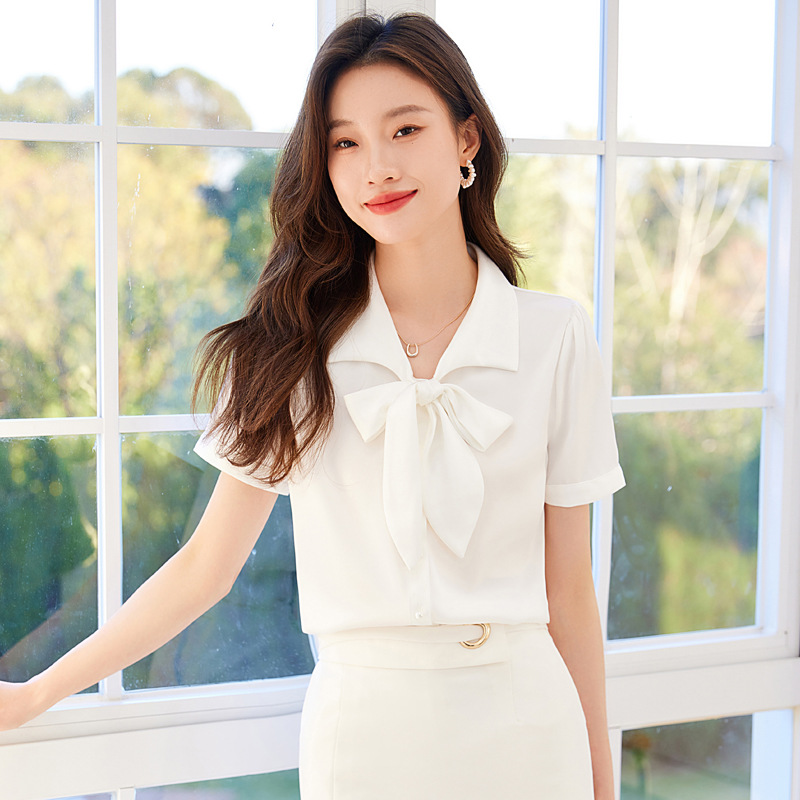 White summer shirt with bow
