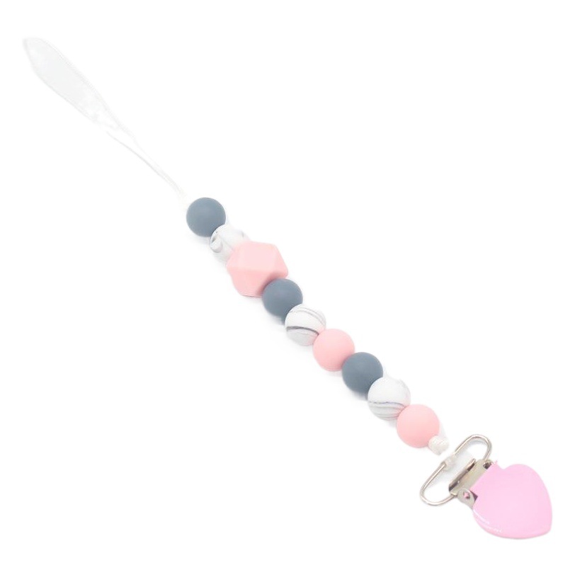 Cadena de chupete de silicona para bebés Amazon Cadena de molienda de dientes de bebés cadena anti-Caída de mordedor calmante personalizada por los fabricantes