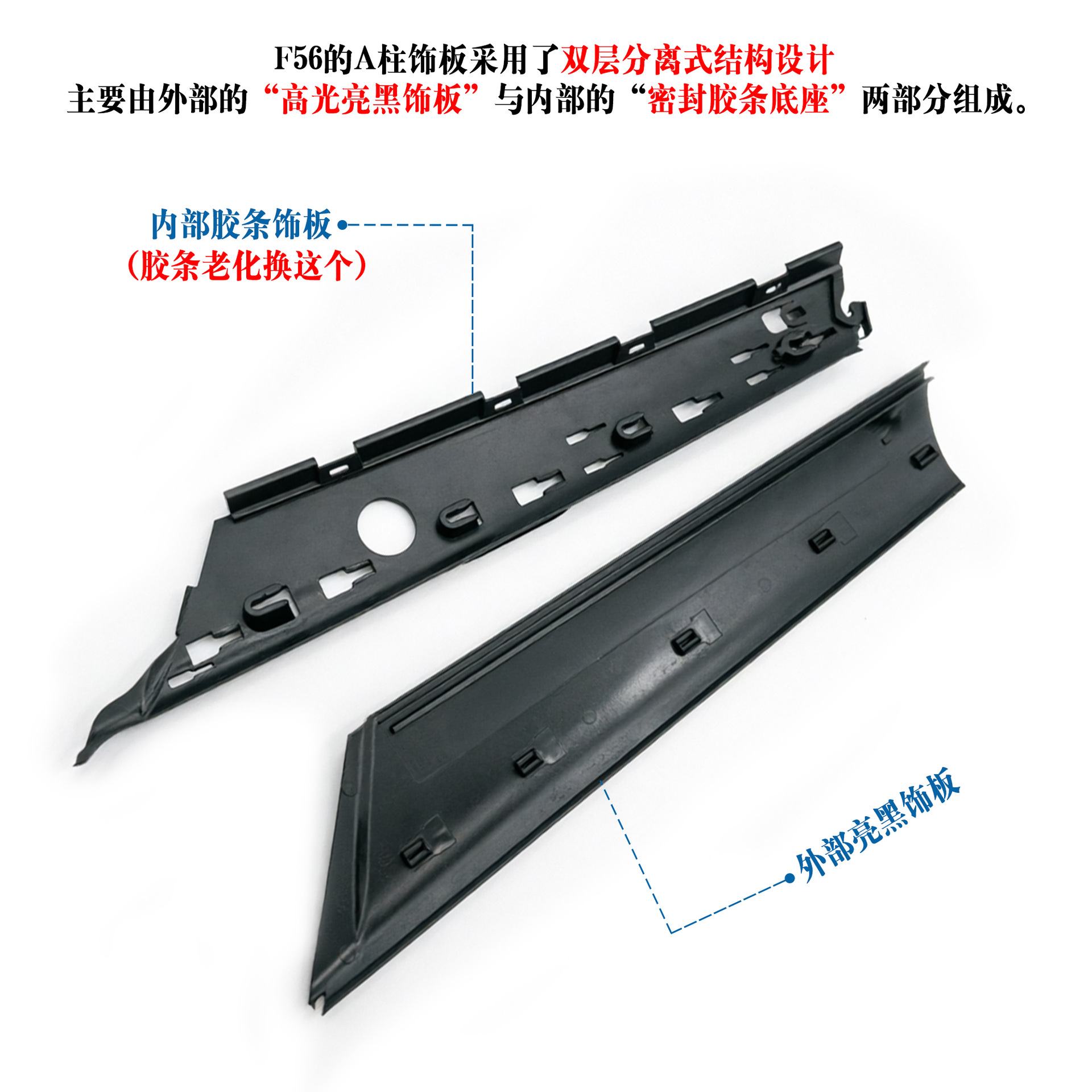 Suitable for Bmw Mini A-Pillar Exterior Trim Strip Seal Strip F54 F55 F56 Car Window Front Trim Strip Rubber Strip