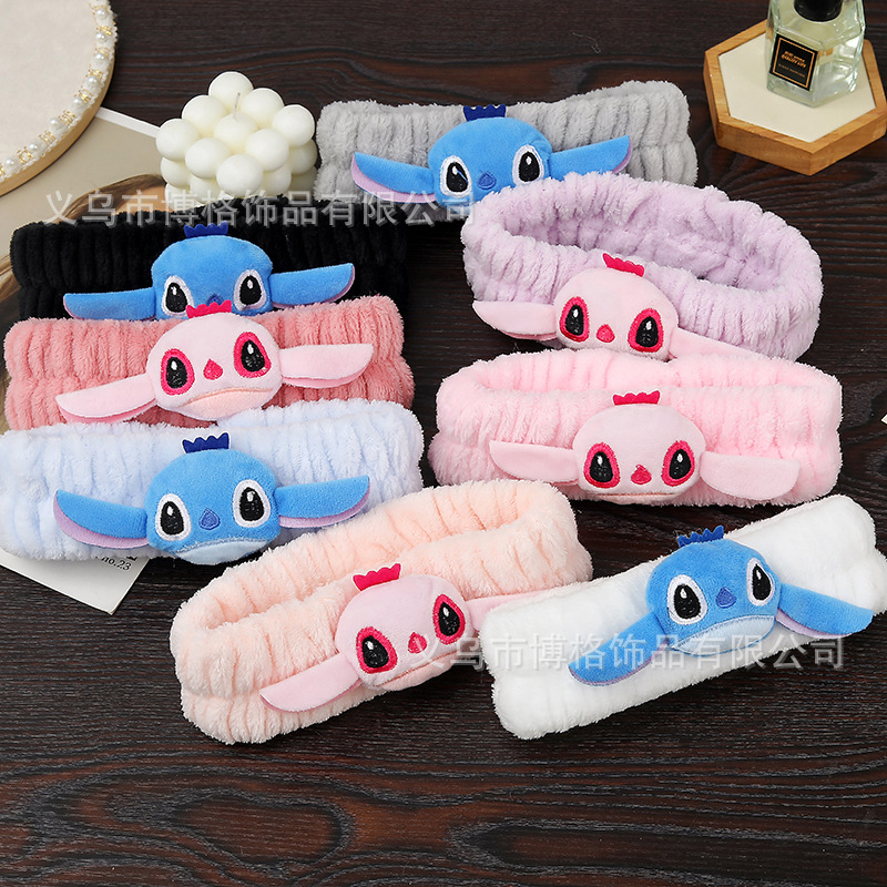 Estilo coreano Internet celebridad ins estilo lindo muñeca felpa multicolor puntada banda de pelo simple máscara facial banda de pelo