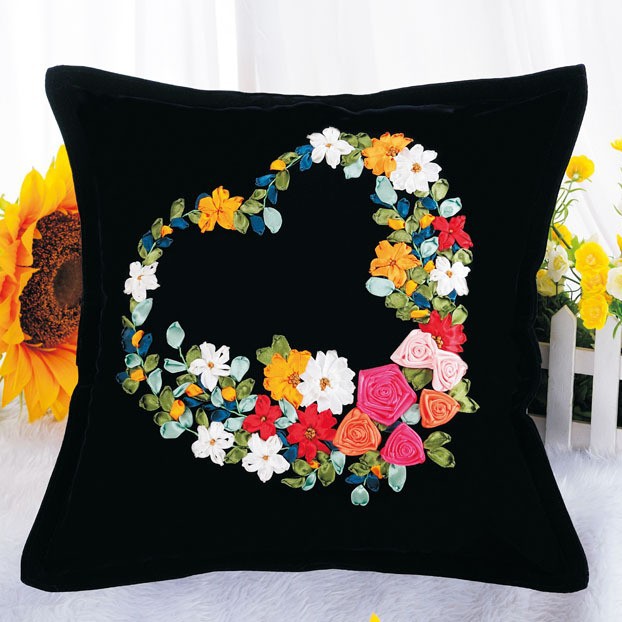 Europea brocado cinta bordado almohada mano DIY material bolsa cojín salón dormitorio flor