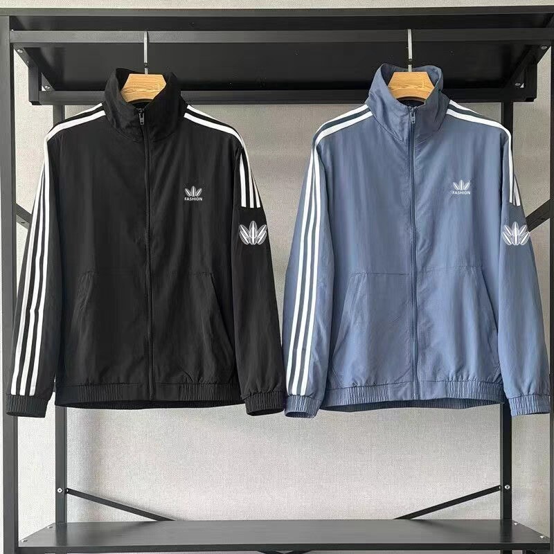 Spring and Autumn Three-Leaf Jacket for Men 2025 New Fashionable Sports Jacket Loose Stand-Up Collar Embroidered Windbreaker for Couples Trendy