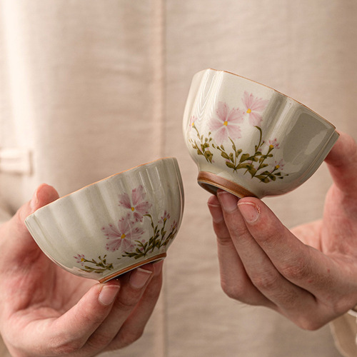 Grass Gray Daisy Ceramic Tea Cup Master Cup Personal Tea Cup Home Tea Cup Single Cup Tea Cup