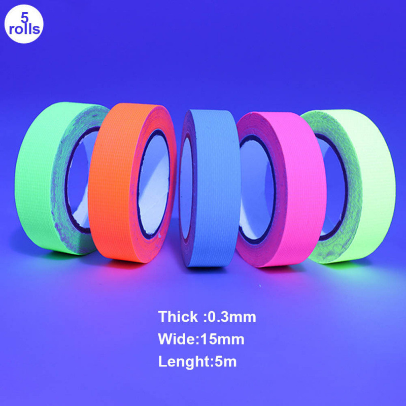 5 Roll UV Blacklight Reactive Tape Fluorescent Cloth Tape