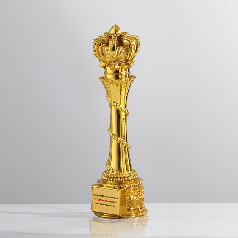 Trofeo de cristal de resina creativo, premios de producción, premios de competición deportiva de gran venta, recuerdos de reuniones anuales de empresa chapados en oro