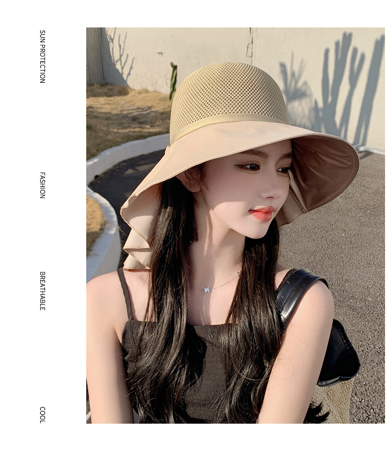 2024 Chapeau de Protection Solaire pour Femmes Protection UV Printemps Nouveau Chapeau de Protection Solaire en Caoutchouc Noir avec Large Bord Chapeau de Pêcheur Tourisme Chapeau d'été Marée_voghion.com