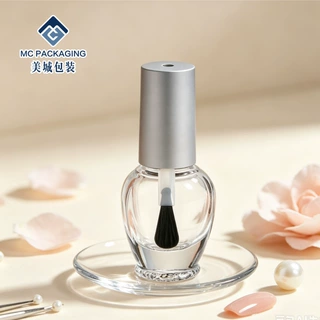 甲油玻璃瓶空瓶 银色电化铝盖带毛刷 指甲油分装瓶 可定制包材