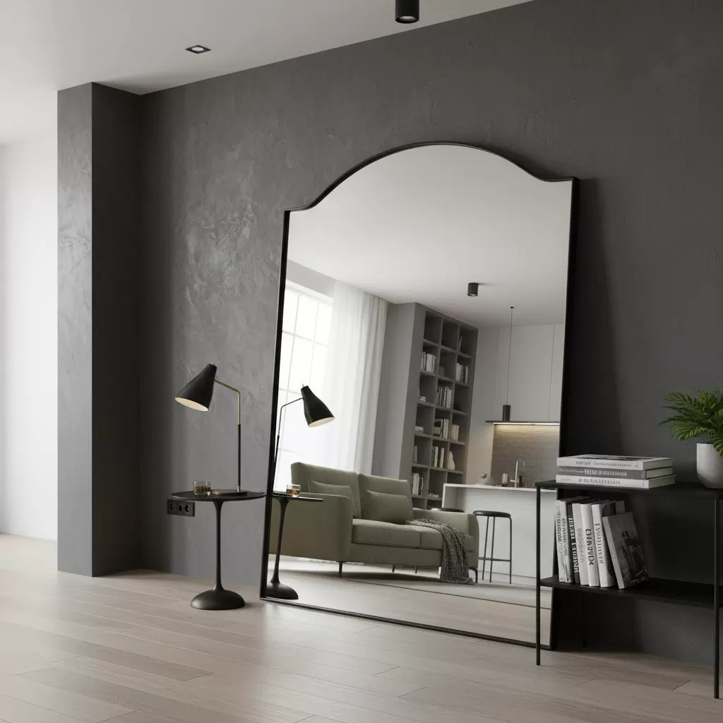 外贸批发镜波浪边框落地镜大号全身镜现代简约穿衣镜北欧大装饰镜