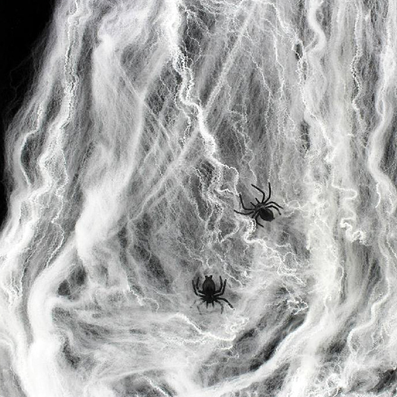 Halloween decoration spider cotton spider web Halloween spider silk white spider cotton simulation spider Halloween decoration spider cotton spider web Halloween spider silk white spider cotton simulation spider