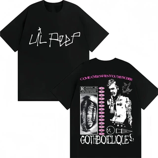 跨境欧码Rapper Lil Peep Hip Hop T-Shirts Come Over When You'