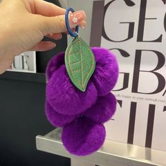 Cute Grape Imitation Rex Rabbit Fur Bag Pendant Net Celebrity Plush Ball Car Keychain Pendant Accessories for Women