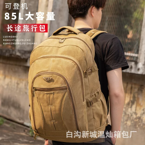 Wholesale Durable Wear-resistant Large Capacity Thickened Canvas Backpack Men's Retro Fashion Travel Outdoor Mountaineering Back